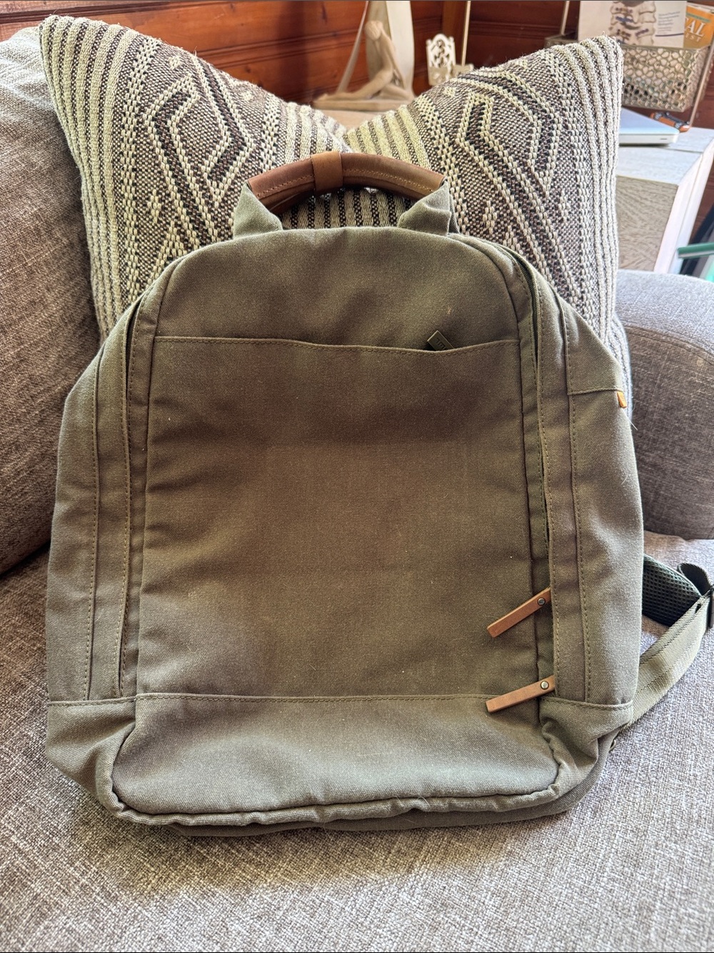 Olive Green Canvas Backpack - Minimal Everyday Carry